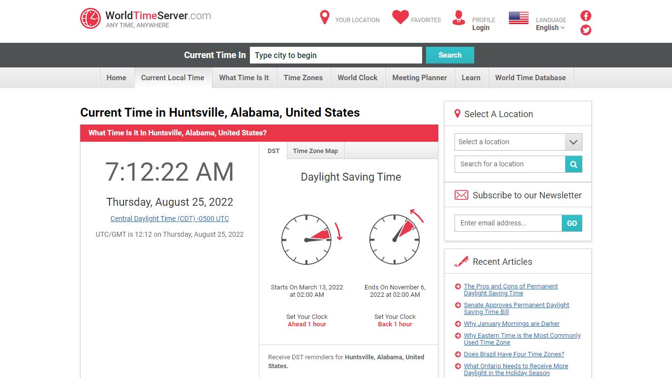 Current local time in Huntsville, Alabama, United States